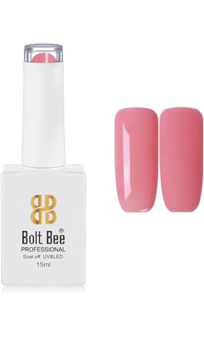 Image of BOLT BEE 15ML Gel Nail Polish - Clear Pink Glitter, Soak Off UV LED, Nail Art Starter for Manicure Salon DIY at Home, 0.5 OZ (1) (106)