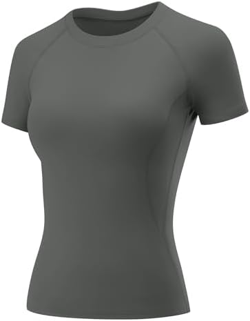 Rapbin Dames gymnastiektopje, sportshirt met korte mouw voor hardlooptraining en yoga, sneldrogend ademend T-shirt voor atletische oefeningen, XS Rapbin Dames gymnastiektopje, sportshirt met korte mouw voor hardlooptraining en yoga, sneldrogend ademend T-shirt voor atletische oefeningen, XS