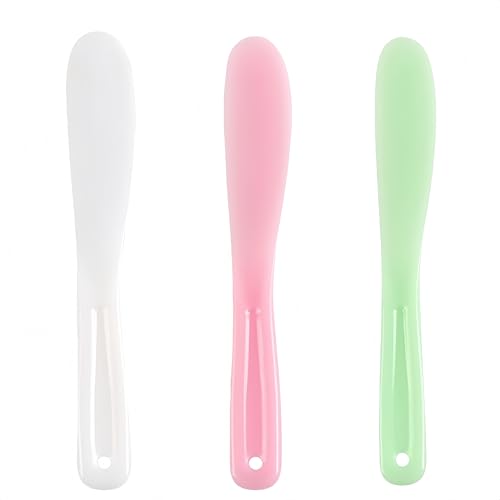 3 pcs Silicone Wax Sticks Non-stick Hair Removal Spatulas with Long Handle for Body Hair Waxing Hands Feet Face Multi-color for Salon and Home Use