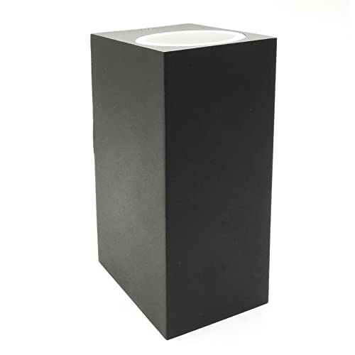 Partenopea® Applique lampada da parete a muro gu10 max 35w x 2 led per interno esterno IP65 moderno faretto biemissione (rettangolare nero, lampadine escluse)