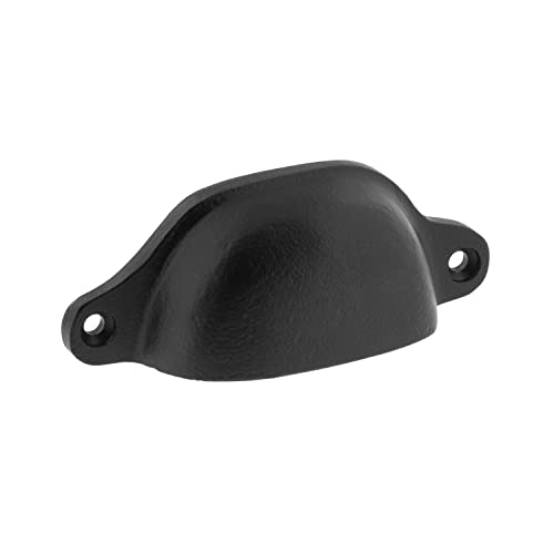 Image of Ageless Iron Castle Cabinet Cup Pull, 3-Inch, Matte Black Iron