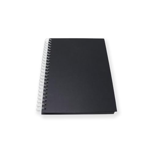 Artway Studio - Spiralgebundenes A4 Schwarzes Karten-Skizzenbuch - Hochformat - 60 Seiten/30 Blätter aus Recycelte 270gsm Schwarze Karte - Schwarzes Skizzenbuch mit festem Einband