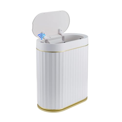 BBLUE BAZAAR Smart Touchless Bathroom Trash Can 7L Motion Sensor bin for bedroom Automatic Motion Sensor Rubbish Can with Lid Narrow Small Garbage Bin for Kitchen, Office, Toilet, Bedroom