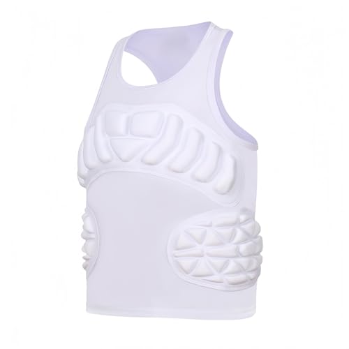Topeter Heart Guard - Canottiera protettiva per sterno per portieri, softball, protezione per il petto, per bambini e ragazzi, colore bianco, taglia YXL