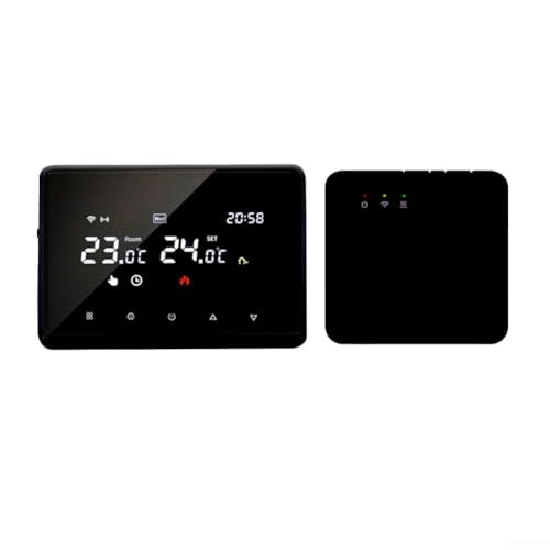 Termostato inteligente Wi-Fi con receptor RF, termostato digital programable para habitación inalámbrico, aplicación y control de voz, 135 x 23,2 x 87,5 mm (negro)