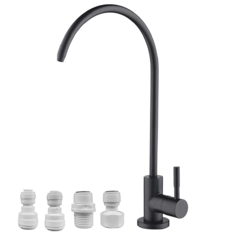 TEKXDD Grifo de Osmosis Inversa, Grifo de Agua Potable fácil de instalar, grifo de ósmosis inversa sin plomo para fregadero de cocina, 360 Grados Gire la Sola Palanca Negro