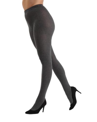 Image of MeMoi Boston Ribbed Cotton Sweater Tights, Warm Opaque Winter Tights