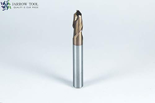 Image of Carbide Ball Nose End Mill for CNC Machine Milling Tools, for Alloy Steels /Hardened Metals - 2 Flute - 55HRC TiAlN Coated (5Pcs, 1 /4)