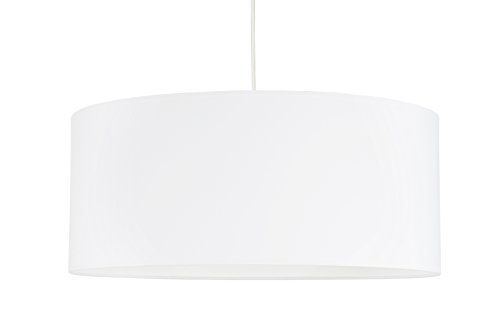 Pantalla de lámpara de mesa con cilindro, para colgar o colocar sobre lámpara de mesa, tela de color blanco pegada sobre PVC blanco Cover