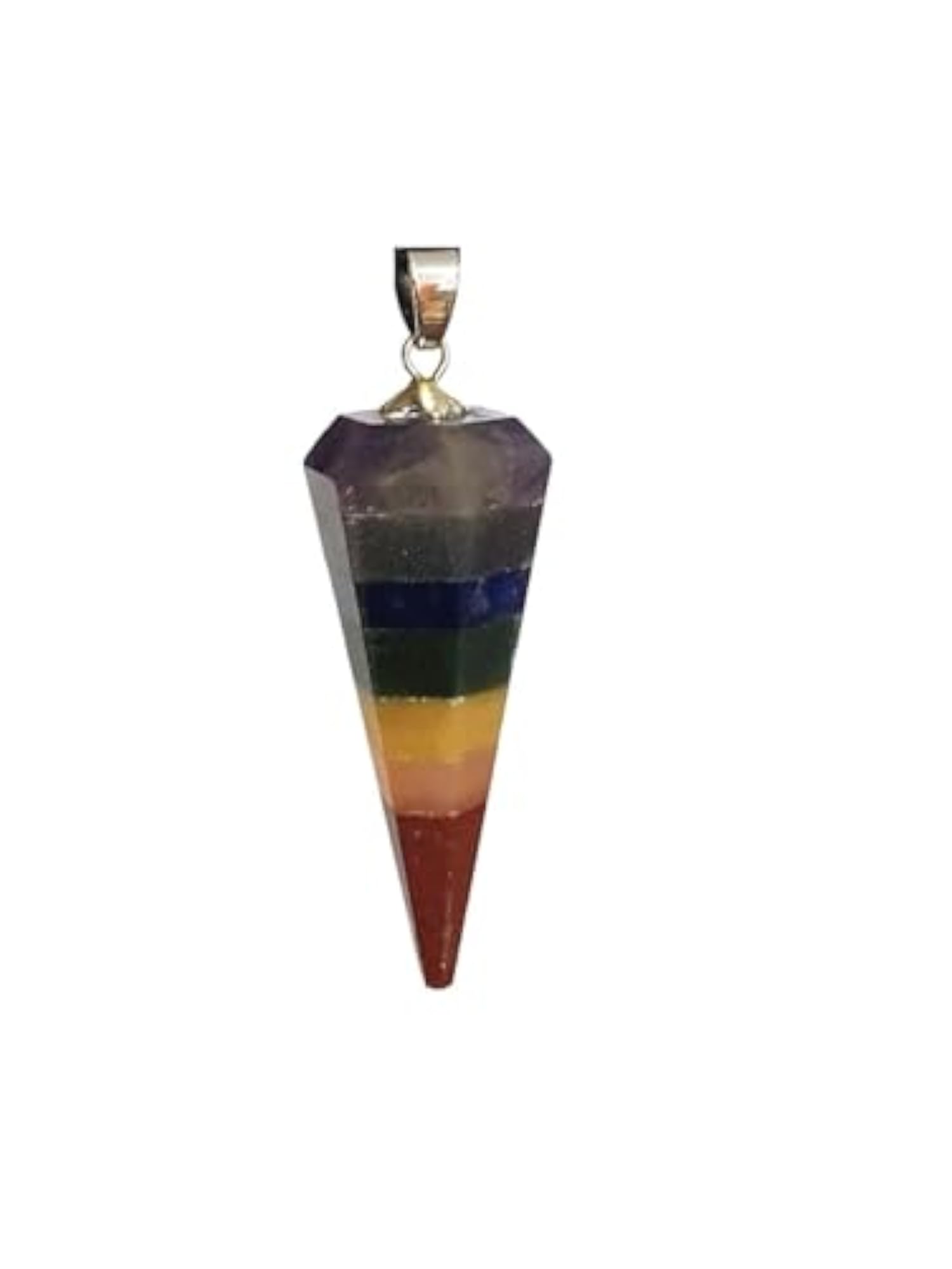 Natural Seven Chakra Bonded Crystals Conical Pendant