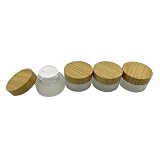BEECO GIF2U Empty Refillable Frosted Glass Cosmetic Cream Jar 4 Pack 1 OZ/30g with Bamboo Lids,Skin Care Travel Containers Pot for Clay Masks,Butter,Body Scrub,Lip Balm, Ointments, Lotion Packing
