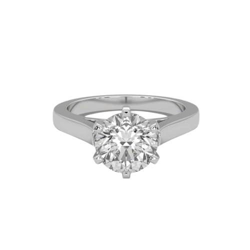 Image of 2 Ct. Certified Moissanite Tiffany Inspired Round Solitaire Ring for Women & Men, 925 Sterling Silver, 18k Gold Plated, Cathedral Set 6 Claw Design, Luxury Gift for Her