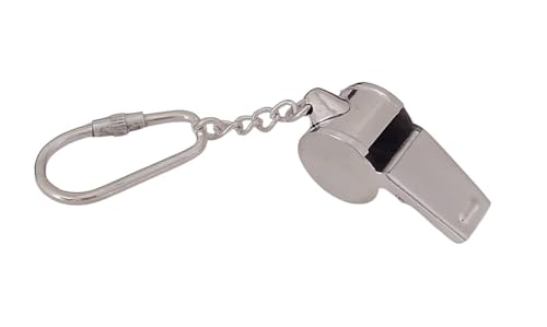 Antique Security Guard Whistle Brass Keychain-Silver Finish3