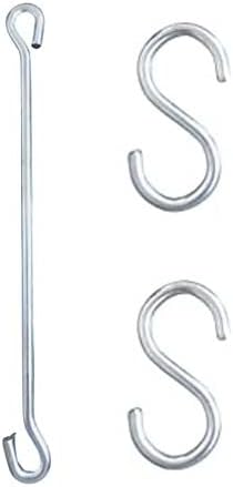 Faburaa Metal Swing Hanging Accessories with Rod and S-Hook Set for Baby Swing,Boxing Bag, Hang Any Article Etc. (1 Rod & 2 S Hook), Silver