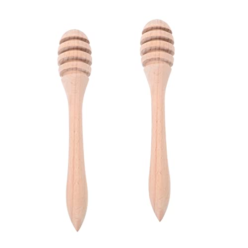 FUNOMOCYA 2pcs Wooden Honey Stick Honey Drizzle Stick Syrup Dipper Honeycomb Stirrers Honey Stirring Stick Mini Honeycomb Stick Honey Stir Rods Simple Syrup Wooden Stir Sticks re-usable