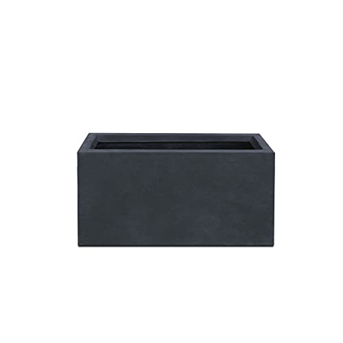 Kante 31.7" L Rectangular Charcoal Finish Lightweight Concrete Long Low Planter With Drainage Hole, Outdoor/Indoor Modern Planter For Garden, Patio, Deck, Living Room #TOP28