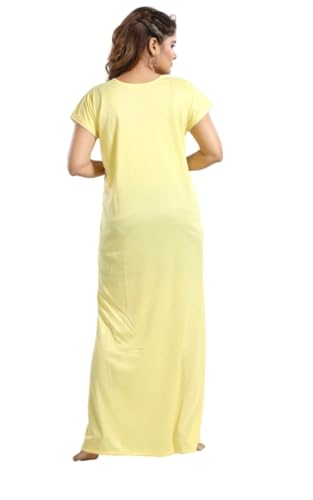 Image of Onekbhalo Women's- Full Sleeves-Feeding- Nursing- Maternity Nighty /Maxi /Gown /Nightdress /Nightwear- Hosiery Cotton Fabric- Floral Print- Embroidery with Zip
