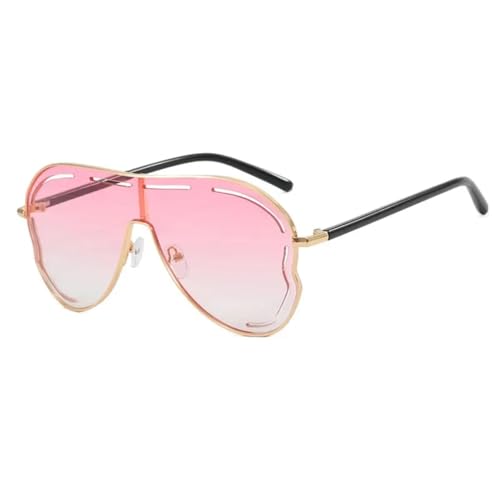 Lunettes de soleil surdimensionnées anti-UV400 pour femme avec monture rétro métal punk robuste