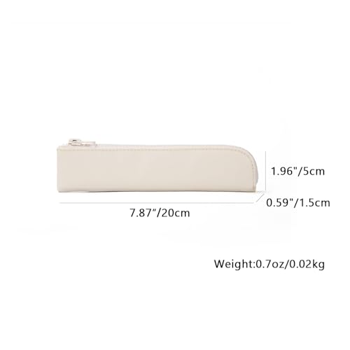Image of Oxford Pencil Case Small Pencil Pouch Slim Pen Case Holder Zipper Bag for School Office (Cream,Oxford Fabric)