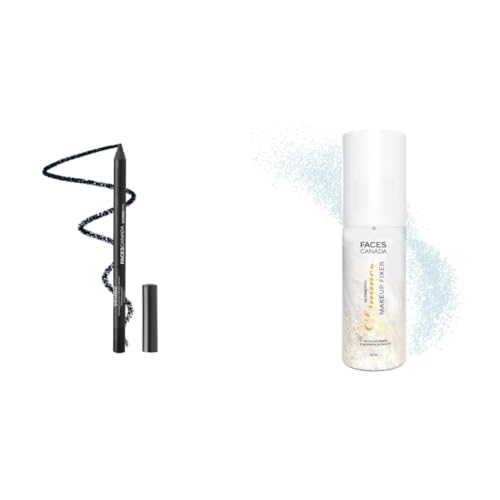 Image of FACESCANADA Ultime Pro Longwear Opaque Eye Pencil - Solid Black 02, 1.2 G & Ultime Pro Shimmer Makeup Fixer, 50ml