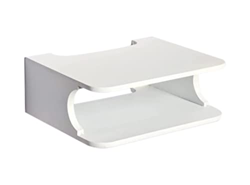 Image of Engineered Wood Set Top Box Stand Wall Shelf & Wi-Fi Modem Display Rack (White)