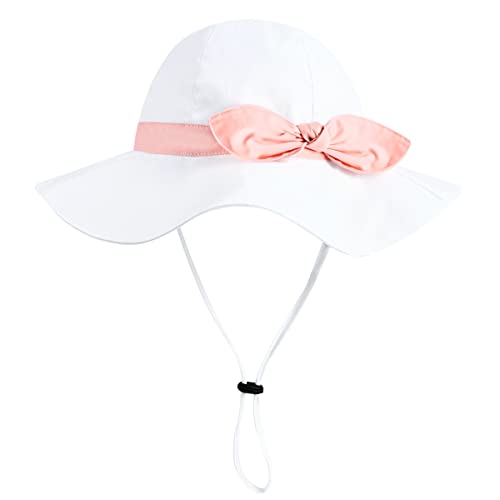 Image of Baby Girl Sun Hat with UPF 50+ Outdoor Adjustable Beach Hat with Wide Brim Bucket Hats