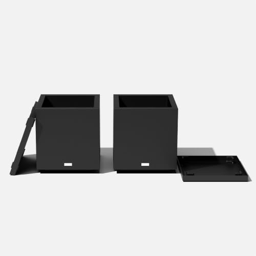 Image of Veradek Block Series Cube Planter & Drip Tray - Square Outdoor Planter Set
