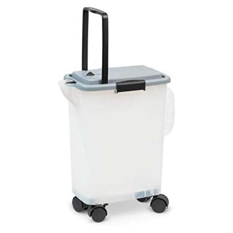 PetFusion BetterBin Portable Litter Storage Bin Container (16.5 x 11.7 x 19 lwh) | Holds up to 25 lbs/10 Gallons; Great for Dry Dog & Cat Food | Adj Spout, Back & Top Handles, Heavy Duty Wheels Cover