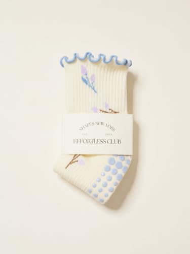 Image of Shapes Studio Half Calf Grip Socks, Cute Fruit Pilates Socks, Ruffle Socks, Non-Slip for Barre Yoga