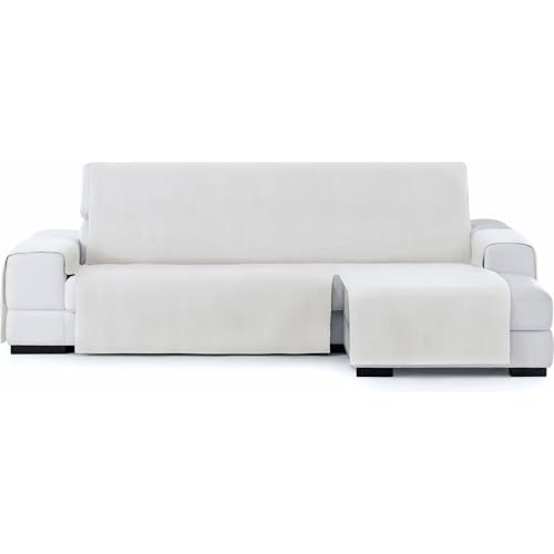 ECOMMERC3 | Funda Sofá Elástico para Chaise Longue Extra Derecha – Funda Sofá Chaiselong Blanco con Gomas Ajustables Compatible con Sofás de Esquina Izquierda o Derecha