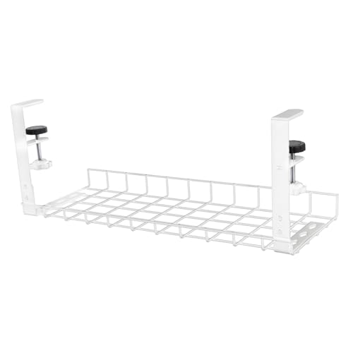 Bandeja para gestión de cables HOMSFOU 500mm, organizador de cables para escritorio sin necesidad de taladrar, color blanco