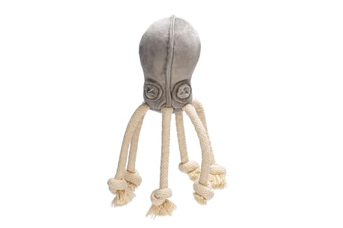 Giocattolo per cani a forma di polpo realizzato in morbido velluto e tentacoli con nodi.