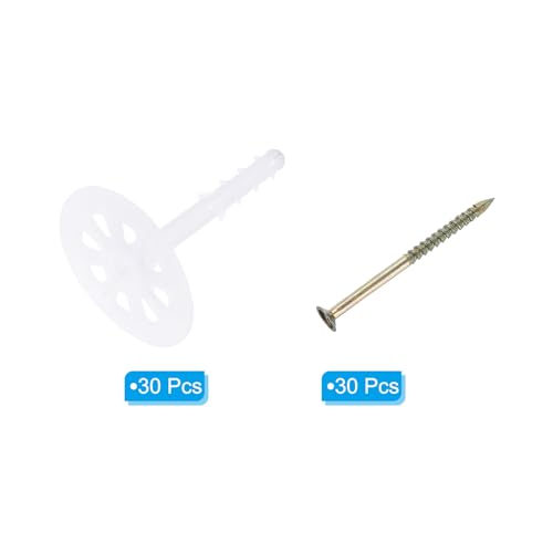 Image of PATIKIL 82mm Perforated Insulation Pins, 30 Pack Insulating Nails Wall Plug Plastic Expansion Bolt for Fixing Foam Boards to Masonry Wall or Ceiling