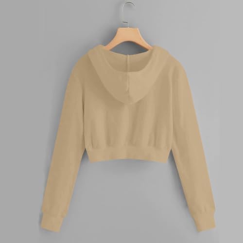 Hoodies for Teen Girls Cropped Long Sleeve Zip Up Jacket Hooded Sweatshirt Y2K Fall Casual Clothes with Pockets2