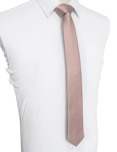 Image of JEMYGINS 2.4 inch Solid Color Skinny Tie Slim Necktie for Men