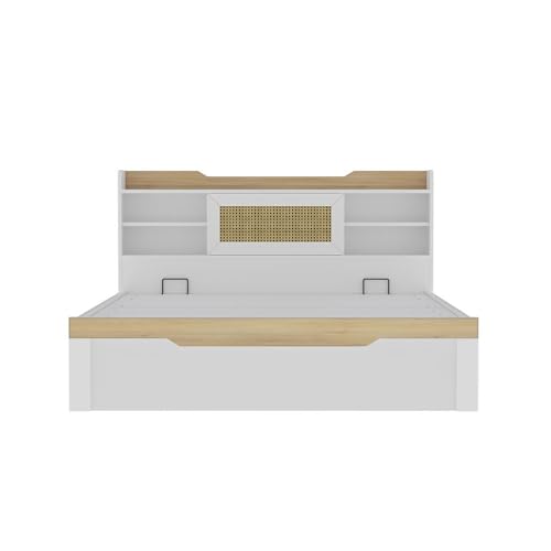 Image of Wakefit Bed | 3 Yr Warranty | Bed Queen Size, Comes with Hydraulic Storage, Noise-Free, Density: 680-750 kg /m, Termite & Borer Resistant, Fits Mattresses Up to 8 inches (Halos 78 x 60 - Frosty White)
