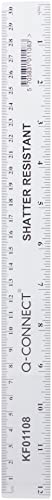Q-Connect Ruler Shatterproof 300mm Clear (Inches on one side and cm/mm on the other)