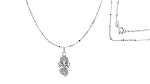 Colgante con cadena de Dios Ganesha plata de ley medallón de ganapatía unisex talla S amz-167