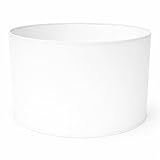 Zylinder Lampenschirm Baumwolle Stoff handgefertigt für Deckenleuchte, Tischleuchte, Stehlampe (Weiß, 40 cm Durchmesser 25 cm Höhe)