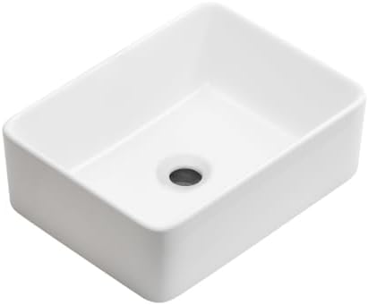 ZeHuoGe Vessel Sink Rectangle Bathroom Sink,Rectangular Modern Above Counter Bathroom Sinks White Porcelain Ceramic Vessel Vanity Sink Art Basin 16x12 Inch