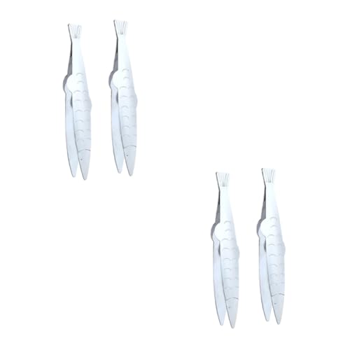 Amosfun 4pcs Fish Bone Tweezers Kitchen Supplies Stainless Steel Clips Multifunctional Food Clips Easy to Clean