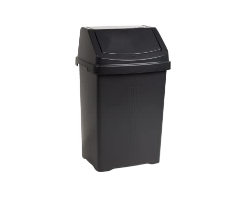 JMS we create smile Midnight Grey/Dark Grey High Grade Plastic Swing Bin Flip Top Waste Rubbish Kitchen Bin Dustbin (25 Litre)