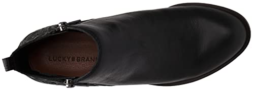 Lucky Brand Women's Basel Ankle Bootie, Black Embossed, 10 M US