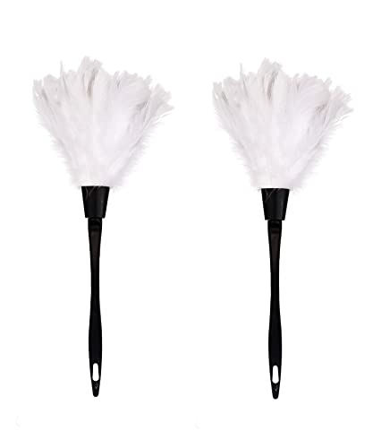 Turkey Feather Dusters For Cleaning Home Blinds Kitchen Car Office, Eco-Friendly Reusable （2 Pcs White） #TOP19