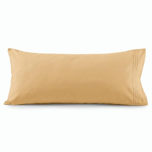 Image of Elegant Comfort Luxury Ultra-Soft 1-Piece Body Pillowcase - 1500 Premium Hotel Quality Microfiber Double Brushed - Wrinkle Resistant, Body Pillowcase Size, Camel-Gold