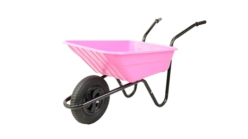 Barrow in a Box Shire 90L Pink Wheelbarrow, The Walsall Wheelbarrow Company, Lightweight Polypropylene Wheelbarrow with Pneumatic Tyre