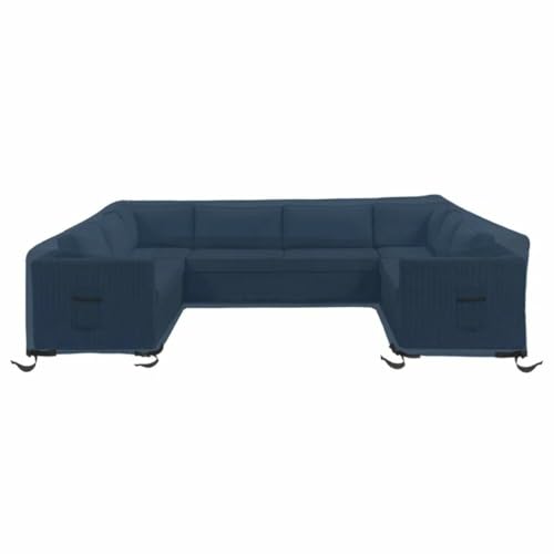 Heavy Duty Sectional Outdoor Patio Furniture Covers Waterproof for U Shape Sofa with Tie Closure & Air Vents | Blue Color, 33
