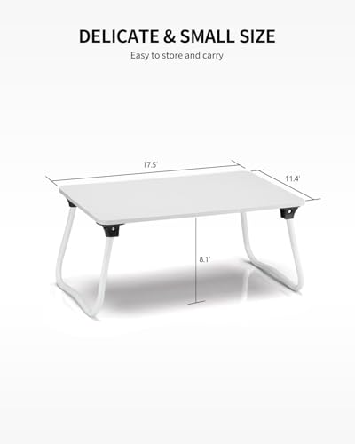 Image of Ruxury Foldable Lap Desk Laptop Stand Bed Desk Table Tray, Breakfast Serving Tray, Portable & Lightweight Mini Table, Lap Tablet Desk for Sofa Couch Floor - White
