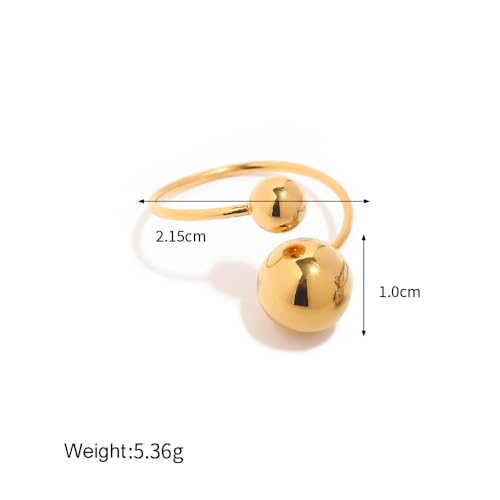FUTIMELY Chunky Ball Statement Rings,14K Gold Irregular Triple Round Ball Open Ring Fashion Thick Double Ball Knuckle Rings Party Trendy Minimalist Jewelry3