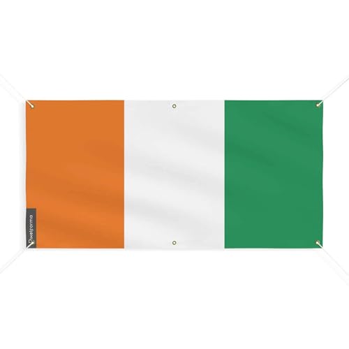 Drapeau de la Côte d'Ivoire 6 Oeillets pour célébrations de 190x380cm